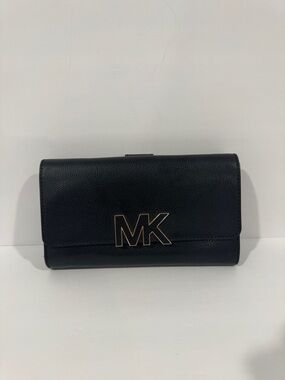 Michael Kors Black Leather MK Logo Wallet